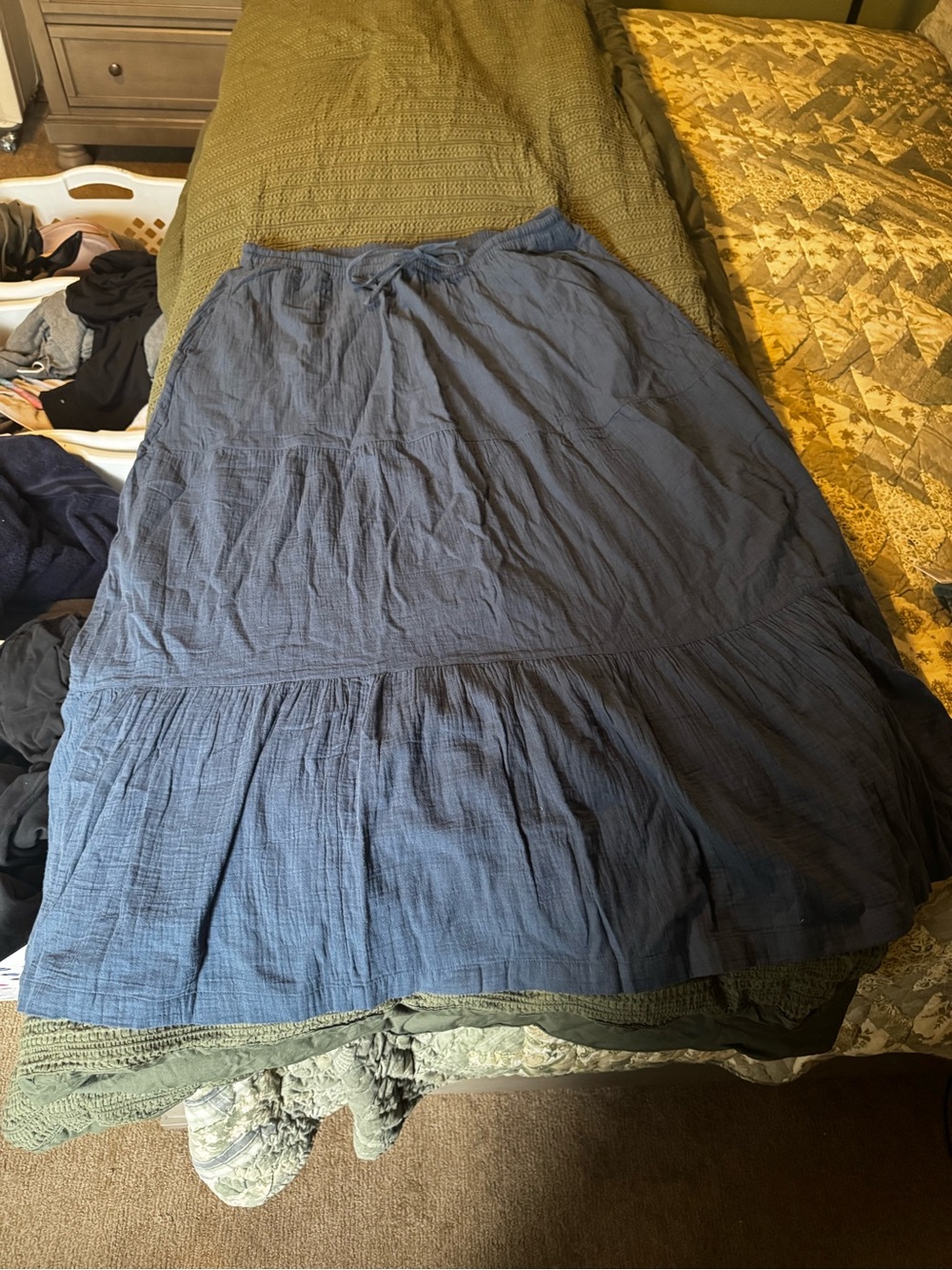 Pact Women’s Blue Tiered Maxi Skirt - Casual Boho Style size xl - Picture 2 of 4